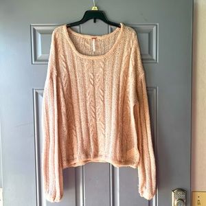Free People Sweater Pale Pink with elastic wrists and waist sz. S